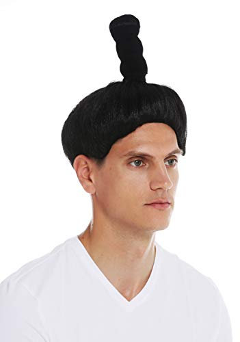 WIG ME UP - 68619-P103 Perücke Halloween Karneval Herren Damen Samurai Chinese Japaner Schwertkämpfer