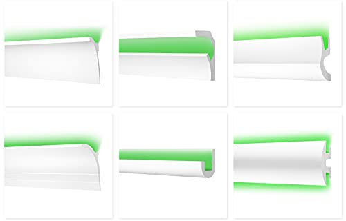 LED Stuckleisten aus Ecopolymer - Wand- & Deckenleisten, lichtundurchlässig, leicht und schlagfest - (CK45-85x55mm) Zierleisten Zierprofl Stuck weiß