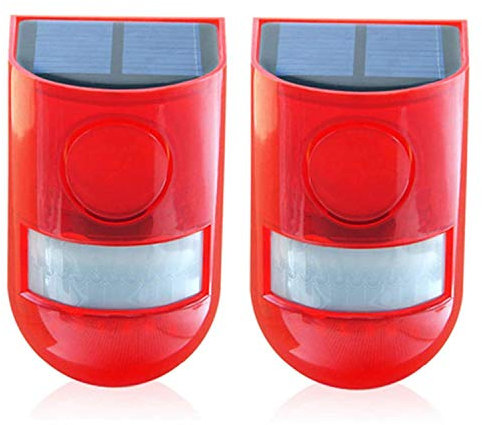 Solar Alarm Sicherheitsleuchte,KINGCOO Wasserdichter 6LED Bewegungsmelder Blinklicht lampe,110dB Laute Sirene Sicherheit Alarmanlage für Zuhause Bauernhof Geschäft Garten (2Packs)