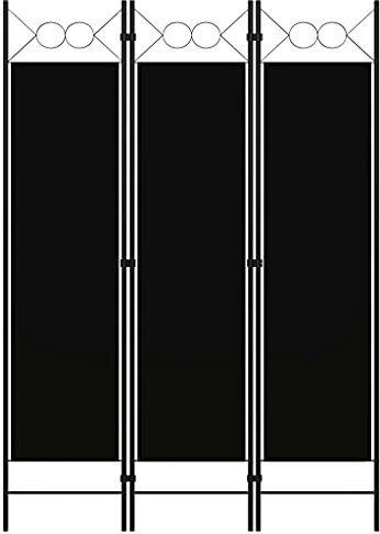 vidaXL Raumteiler Klappbar Freistehend Trennwand Paravent Umkleide Sichtschutz Spanische Wand Raumtrenner 3-TLG. Schwarz 120x180cm Eisen Stoff