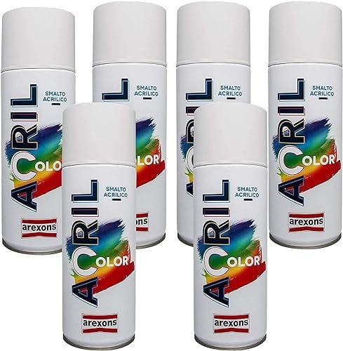Vernice spray confezione 6 pezzi bomboletta smalto acrilico valvola autopulente per tutte le superfici arexons (Nero Opaco)