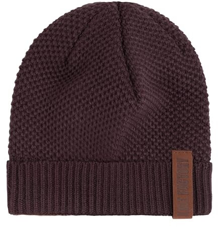 KNIT FACTORY - Jazz Mütze - Strickmütze für Damen und Herren - Beanie - Herbst & Winter Essentials - Zeitloses Mode-Accessoire - Wintermütze mit Wolle - Hochwertige Qualität - Aubergine