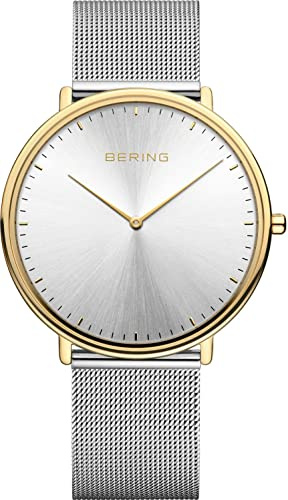 Bering Unisex Quarz Uhr | Armbanduhr 39 mm Edelstahlgehäuse und Sunray Zifferblatt | Milanaisearmband | Saphierglas | 3 ATM | 15739
