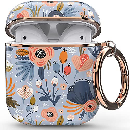 wenew Case Cover Compatible with Apple Airpods 2 & 1, Hard Case Cover with Cute Patterns and Keychain for Girls, Children, Women, Men