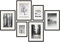 PHOTOLINI schwarze Bilderrahmen Set verschiedene Größen, 6 MDF Holz Bilderrahmen mit Passepartout, Bilder Rahmen mit Acrylglas, No.4 Bilderrahmenset zum Aufhängen, Fotowand Fotorahmen Set & Zubehör