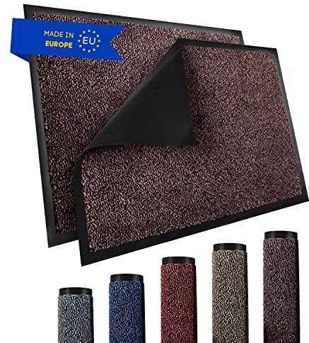 TRIBURG® Tapis de Porte 40x60 Marron Noir - Tapis de Porte 40 x 60 résistant aux intempéries, imperméable, Lavable - Tapis de Porte extérieur/intérieur |Tapis de Porte extérieur et intérieur