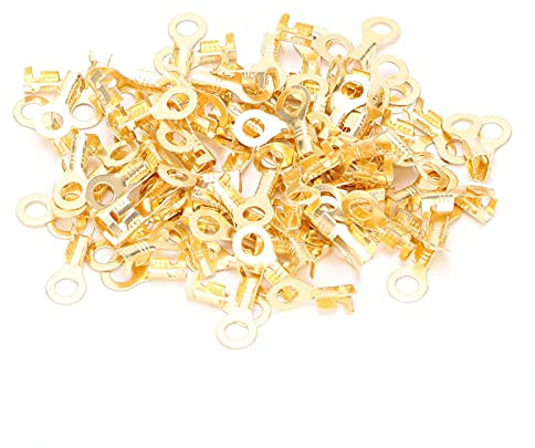 Terminali Ad Anello con Perno M4 100 Pezzi Capicorda a Crimpare in Rame per Impieghi Gravosi Cavo di Saldatura con Occhiello in Rame Nudo,Terminali