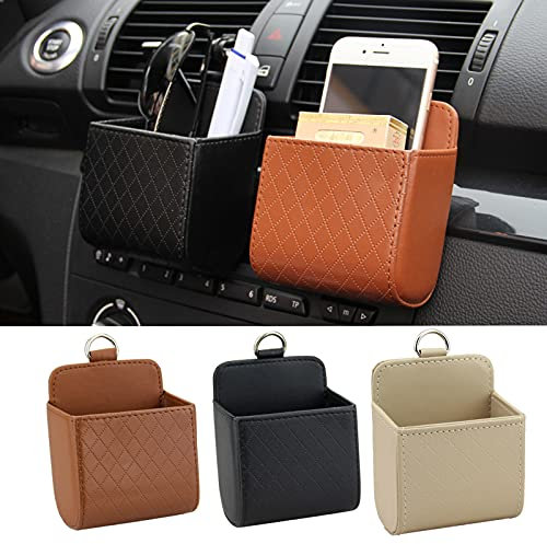 Canzoon Auto Armaturenbrett Ablage 3 PCS Aufbewahrungstasche Haken Halter Tasche Für Lagerung Wie Stift, Handy, Schlüssel, Münze (BrilleSchwarz, Beige, Braun)