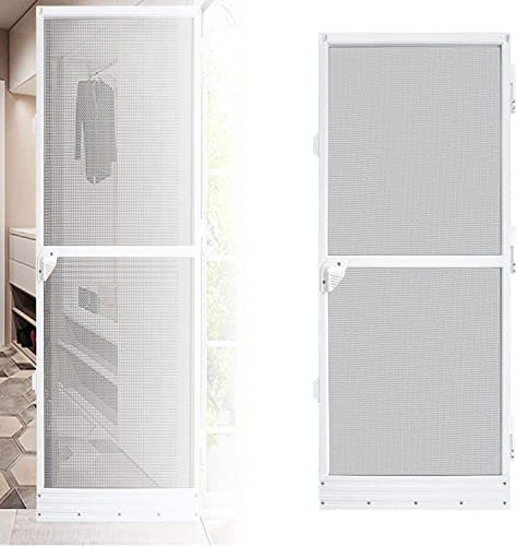 LARS360 Mosquitera blanca para puertas, protección contra insectos para puerta de balcón, hasta 120 x 240 cm, con marco de aluminio, evita las plagas de insectos