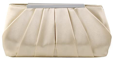 Jywmsc Damen Satin Abendtasche Elegante Satin Plissee Abend Clutch Geldbörsen für Damen Silber Hochzeit Handtasche