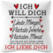 Urhome Kissenbezug mit Spruch Ich Will Dich - 40cm x 40cm Kissen ohne Füllung Dekokissen Weiß Kuschelkissen waschbar Kopfkissen Zierkissen Geschenk zum Geburtstag Valentinstag