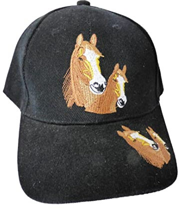 Westernlifestyle Kinder Basecap Cap mit Schild Bestickt mit Pferd (Schwarz)