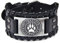 Mayting Lederarmband, schwarz, braun, Punk, Wikinger, Wolf, Bär, Pfote, nordische Runen, Armreif, breite Herren-Manschette, Leder, verstellbares Armband, 10.43 inches (adjustable 7.09-8.86 inches),