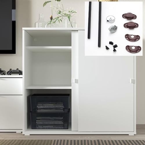 EVOTRADE Sistema Ferramenta Scorrevole Per Ante di Mobili Junior1 - Binario 2 Metri - Altezza Max 120 Cm. Per 1 o 2 Ante - Chiusura Ammortizzata Opzionale (2 Ante Chiusura Standard, Binario Nero)