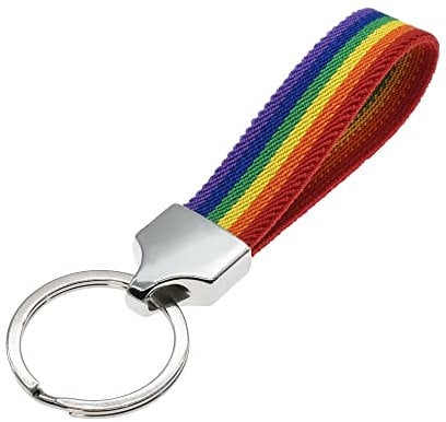 BDM LGTB-Flaggen-Stoff-Schlüsselanhänger, Regenbogenfaden-Flaggen-Schlüsselhalter, Ring mit Pride-Flagge, Original-Accessoire.