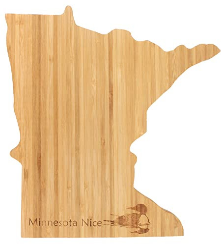BambooMN Minnesota Silhouette Bamboo Serving and Cutting Board - Minensota Nice w/ Loon Engraved 1 Unit - 10.75 x 10.45 x 0.6