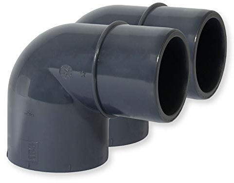 Paradies Pool PVC-U Fitting Winkel 90°, Ø 50mm Klebemuffe x Ø 40/50mm Klebestutzen, PVC-U Muffe Rohrverbinder Klebefitting 90 Grad zum verkleben, Qualität aus Europa, Menge: 2 Stück