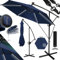 KESSER® Parasol en Aluminium avec LED Dispositif à manivelle, Protection UV, Aluminium, Tissu Hydrofuge | Ombrelle | Protection Solaire | Parasol de Jardin | Parasol de marché |, 300cm, Bleu Marine