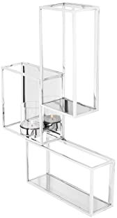 Fink [A] TRAVITA, Wanddekoration, Wandleuchter, Edelstahl, Glas, MDF, vernickelt, glatt, silberfarben, L. 9 cm, B. 40 cm, H. 54 cm