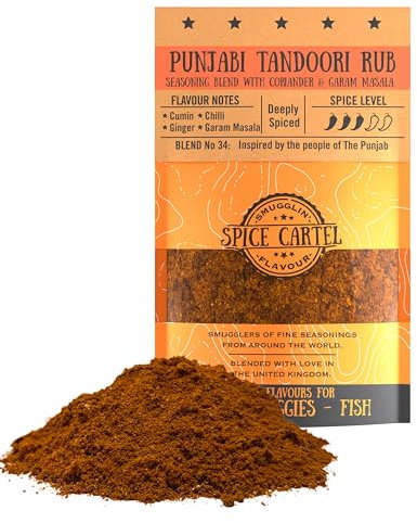 Spice Cartels Punjabi Tandoori Masala Gewürzmischung. Handwerkliche Gewürzmischung, inspiriert vom indischen Tandoor. 35 g wiederverschließbarer Beutel. Mit Liebe handgefertigt in Großbritannien.