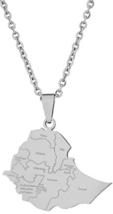 JEDTAKCT Äthiopien-Karte Mit Städte-Flagge-Anhänger-Halskette – Weltethnische Paar-Halsketten Für Männer Und Frauen, Schlüsselbeinkette, Patriotischer Charm-Schmuck Für Pullover-Kette, Geschenk-Ac