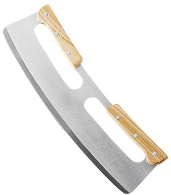 WAGLOS Pizza Wiegemesser, Pizzaschneider Wiegemesser Aus Edelstahl 35Cm Mit Holzgriff, Schutzhülle, Schnelles Und Gleichmäßiges Schneiden Profi Pizzamesser,Multi Colored