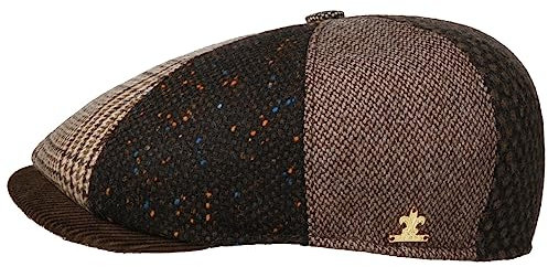 LIERYS Anthon Patchwork Flatcap Elegante Schiebermütze Braun Herren Kaschmir Wolle Herbst Winter braun S (54-55 cm)