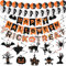 AhfuLife Halloween Decorazioni Casa, Riutilizzabili Halloween Decorazioni Interni, Happy Halloween Ghirlanda Halloween Accessori for Casa, Dolcetto o Scherzetto, Decorazioni per feste di Halloween