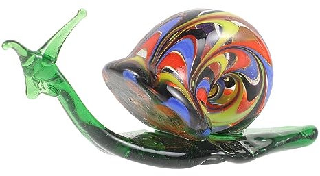 EXCEART Statue Danimal en Cristal Animal De Jardin Féerique Figurines Descargots Miniatures Tourbillon Escargot Verre Art Décoration Statue Descargot Soufflée à La Main Un Verre Bureau