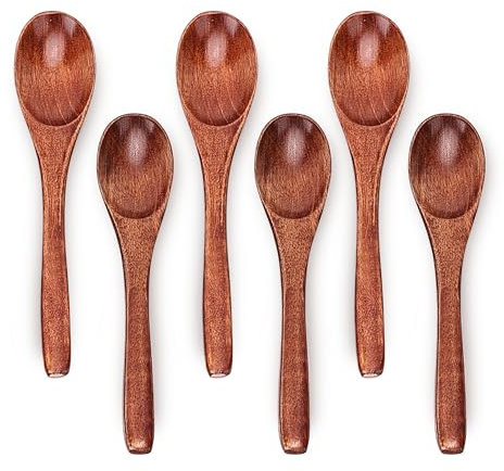 15,2 cm große Holzlöffel, 6-teiliges Suppenlöffel-Set, kleine Holzutensilien für Kaffee, Tee, Marmelade, Zucker, Eis und Badesalz (6 Stück, 15,2 cm)