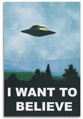 AZTU Vintage Ufo Poster I Want To Believe 1 Dekorative Leinwand Familie Schlafzimmer Kunstwerk Bild Gemälde 30 x 45 cm