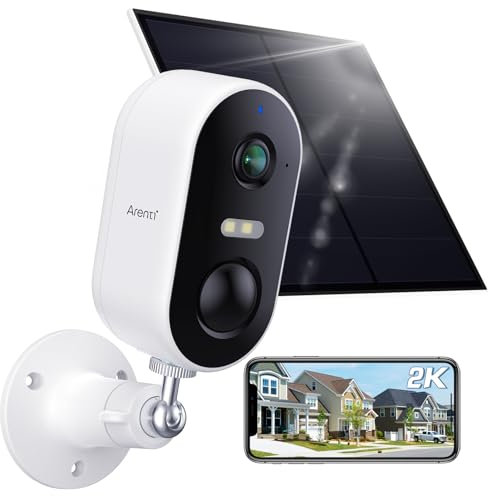 ARENTI 2K/3MP Überwachungskamera Aussen Akku mit Solar IP Kamera, WLAN Kamera Überwachung Aussen, Nachtsicht, 2-Wege-Audio, IP65 Wasserdicht