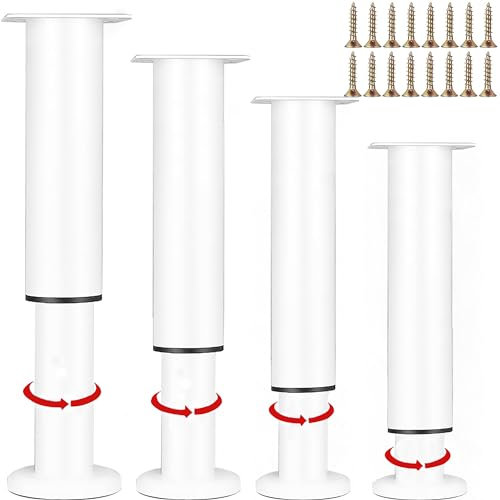 Bigingjia Furniture Legs Adjustable 4Pcs Heavy Duty Bed Legs Replacement, Table Legs Metal Bed Support Leg, Cabinet Legs for Cabinet Sofa Couch Dresser Table 18-30 CM (white)