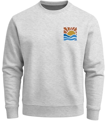 Neverless® Sweatshirt Herren Logo Print Sommer Sonne Welle Strand Meer Rundhals-Pullover Fashion Streetwear