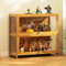 FERFXN Vitrine, Kuriositätenschränke mit Glastüren, Glasvitrine, Bambus-Aufbewahrungsschrank, Sammlungsdisplay, sicher und gesund, 70 * 32 * 73CM Woodcolor