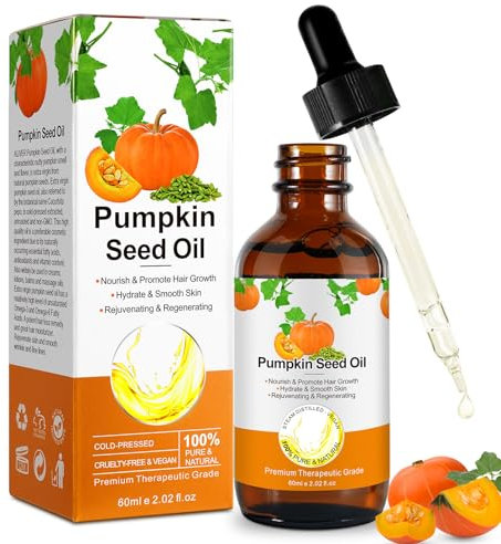 Pumpkin Seed Oil for Hair Kürbiskernöl Haare 60ML, 100% Reines Kürbiskernöl Bio, Kaltgepresstes Aromatherapie Massageöl, Reparatur Von Geschädigtem Haar Für Männer Und Frauen
