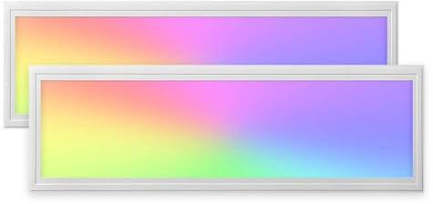 2x LED Panel 120x30cm 2800-6500K 4200lm RGB+CCT Farbsteuerung & dimmbar über Fernbedienung Einbau-/Einlegeleuchte Deckenleuchte für Rasterdecke oder Trockenbau 1195x295x12mm