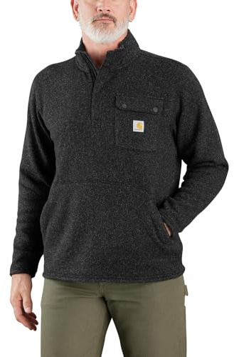 Carhartt Men's Relaxed Fit Midweight Quarter-Zip Pocket Sweater Fleece, Black, X-Large