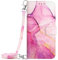XFDSFDL® Cas de pour Apple iPod Touch 7/6 / 5 (6,5 Pouces) PU Cuir Housse Flip Coque Marbre Motif avec Support Sac en Cuir à Cordon Portefeuille Étui de Protection Rose Rouge