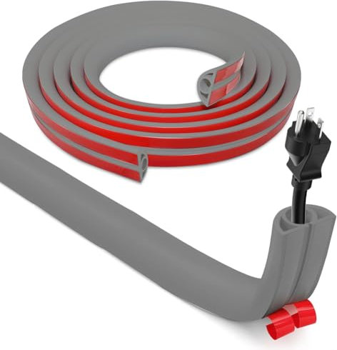 Flexibler Kabelkanal 2cmx3.0m, Selbstklebend Boden Kabelbrücke, Flexibler Kabelabdeckung Kabelschutz Kabelschacht für Netzkabel Haus Schule Büro Lager, Grau