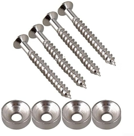 Vis de montage pour manche de guitare, bagues de vis en métal pour manche de guitare électrique, basse et accessoires de boulons (argent)