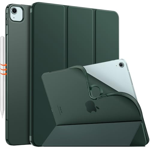 MoKo Hülle für iPad Air 13 Zoll M3 2025/M2 2024, iPad Air 13 Zoll mit weicher, transparenter, gefrosteter TPU Rückseite, Slim Smart Folio Schutzhülle, Auto Schlaf/Aufwach, Nachtgrün