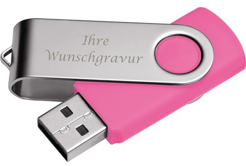 USB-Stick Twister mit Gravur / 32GB / aus Metall / Farbe: silber-pink