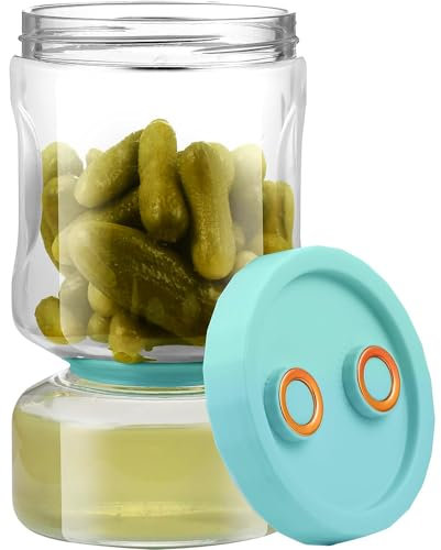 Hooolee® Bote Aceitunas con Escurridor, 1450ml Tarros De Cristal Con Tapa Con Colador y Tapa para Encurtir Pepinos, Aceitunas, Kimchi