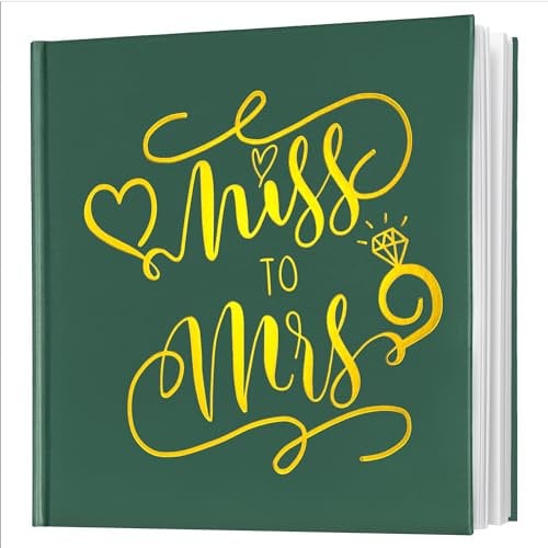 Calculs Gästebuch für Brautpartys, Miss to Mrs, Bilderbuch mit Polaroid-Seiten für Sofort-Film, goldfarbene Anmeldung für Junggesellinnenabschied, 21,6 cm, quadratisch, Goldfolienprägung (grün)