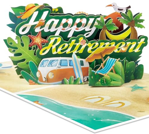 GREETING ART Karte zum Ruhestand - Abschiedskarte Kollegen -Renteneintritt Karte,Glückwünsche zur Rente,Glückliche Ruhestandskarte,Pop Up Strandkarte