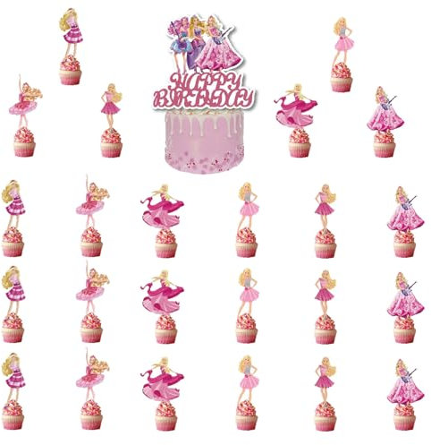 25 Stück Prinzessin Tortendeko, Prinzessin Cupcake Toppers, Princess Tortendeko Geburtstag Mädchen, Princess Theme Torten Deko, Cake Topper für Kinder Party Dekorationen