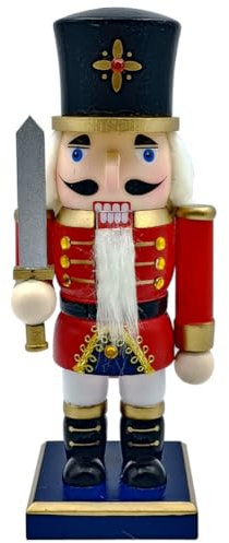 Aublinto Holz Nussknacker Soldaten Weihnachten Nussknacker Figure Original Erzgebirgische Volkskunst Kleiner Deko-Nussknacker im klassischen Design Xmas Weihnachtsdekoration Weihnachtsschmuck