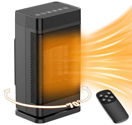Heizlüfter Energiesparend, Leiser 1500W Raum Heizung Elektrisch für Home Low Energy, 3 Modi Heizgeräte, PTC Keramik Heizung mit Fernbedienung, 12-Stunden-Timer, Thermostat, Überhitzungs Schutz