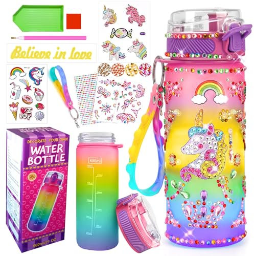 PUWOWYE Licorne Bricolage Gourde Fille DIY Gourde Isotherme Bouteille Kit de Loisir Créatif Enfant Jeux Créatif Fille 6 7 8 9 10 Ans pour Idée Cadeau Noël Extérieur Jeux Enfant 2 3 4 5 6 Ans